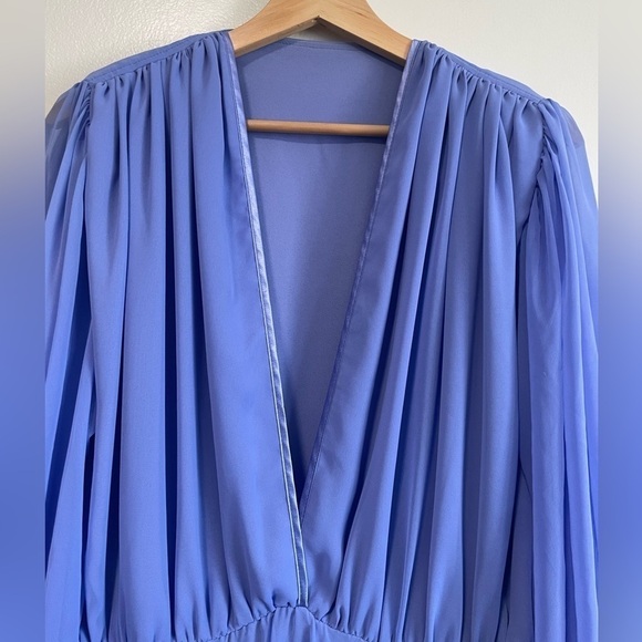 Vintage Long  Lavender Sheer Dress with Puff Sleeves - Picture 4 of 10